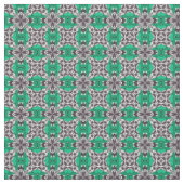 Zee Glass Green en White - Tile Pattern herhalen Stof (Close Up)