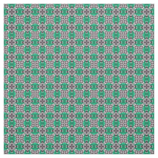 Zee Glass Green en White - Tile Pattern herhalen Stof (Swatch)