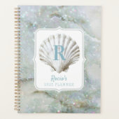 Zee Glass Green Shell Monogram Planner (Voorkant)