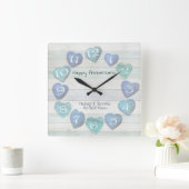 Zee Glass Hearts Beach Jubileum Driftwood Ocean Vierkante Klok (Huis)