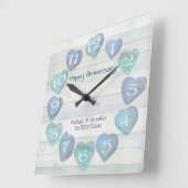 Zee Glass Hearts Beach Jubileum Driftwood Ocean Vierkante Klok (Hoek)