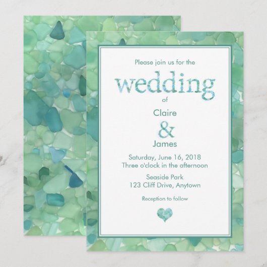 Zee Glass huwelijksuitnodiging Kaart (Voorkant / Achterkant)