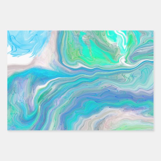 Zee Glass Marble Birthday Inpakpapier Vel (Voorkant 3)