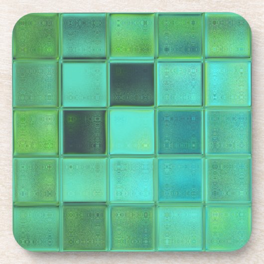 Zee Glass Mosaic Art onderzetter met kurk achteraa (Voorkant)