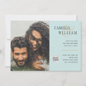 Zee Glass Photo Weddenschap nodigt QR Code Save Da Kaart (Voorkant)