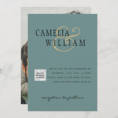 Zee Glass Photo Weddenschap nodigt QR Code Save Da Kaart (Voorkant / Achterkant)