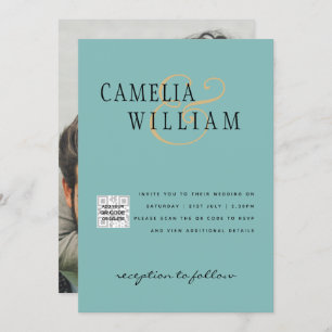 Zee Glass Photo Weddenschap nodigt QR Code Save Da Kaart