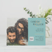 Zee Glass Photo Weddenschap nodigt QR Code Save Da Kaart (Staand voorkant)