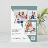 Zee Glass Photo Weddenschap nodigt QR Code Save Da Kaart (Staand voorkant)