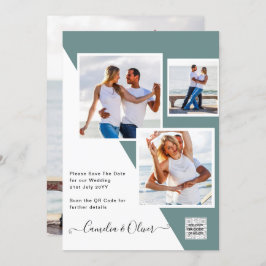 Zee Glass Photo Weddenschap nodigt QR Code Save Da Kaart