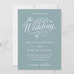 Zee Glass Sage Elegant Calligraphy Beach Wedding Kaart