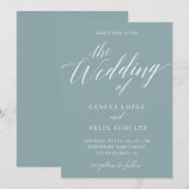 Zee Glass Sage Elegant Calligraphy Beach Wedding Kaart (Voorkant / Achterkant)