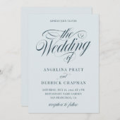 Zee Glass Sage Elegant Calligraphy Beach Wedding Kaart (Voorkant / Achterkant)