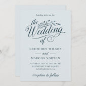 Zee Glass Sage Elegant Calligraphy Beach Wedding Kaart (Voorkant / Achterkant)