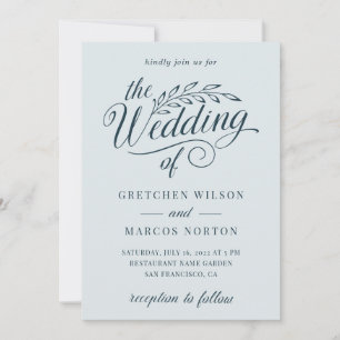 Zee Glass Sage Elegant Calligraphy Beach Wedding Kaart