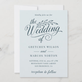 Zee Glass Sage Elegant Calligraphy Beach Wedding Kaart