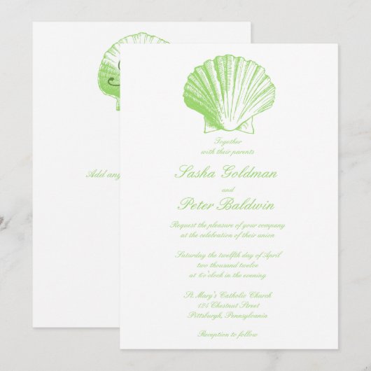 Zee Glass Sea Shells Weddenschap Kaart (Voorkant / Achterkant)