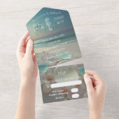 Zee Glass Seahorse Beach Wedding All In One Uitnodiging (Afscheurbaar)