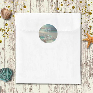 Zee Glass Seahorse Beach Wedding Ronde Sticker