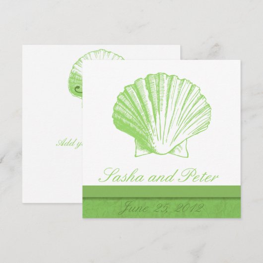 Zee Glass Shell Beach Wedding Invitting Kaart (Voorkant / Achterkant)