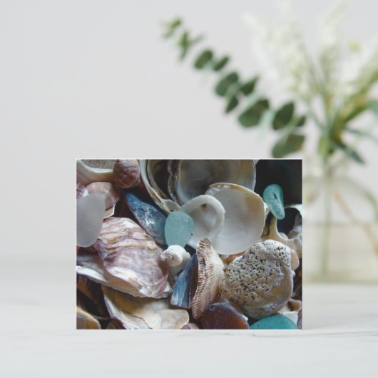 Zee Glass Shell verzameld Briefkaart (Staand voorkant)