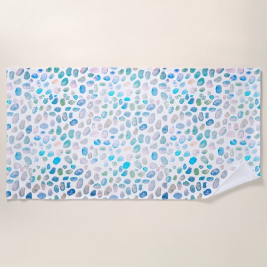 Zee Glass Turquoise Pattern Zeemeermin Strandlaken (Voorkant)