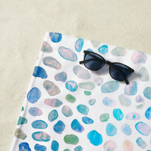 Zee Glass Turquoise Pattern Zeemeermin Strandlaken (In situ)