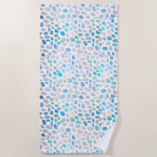 Zee Glass Turquoise Pattern Zeemeermin Strandlaken (Voorkant)