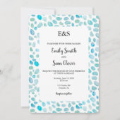 Zee Glass Wedding Monogram Blue Stripe Invitation Kaart (Voorkant)