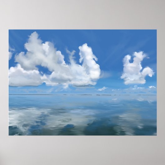 Zee glassy met wolkendoek poster (Voorkant)