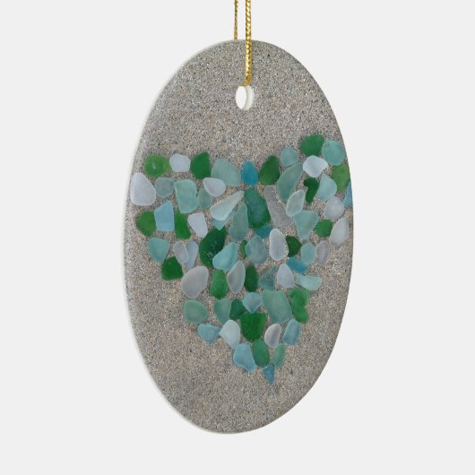 Zee glazen hart keramisch ornament (Rechts)