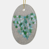 Zee glazen hart keramisch ornament (Links)