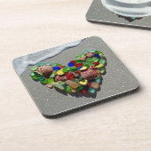 Zee glazen hart, strandglas onderzetters (Linkerzijde)