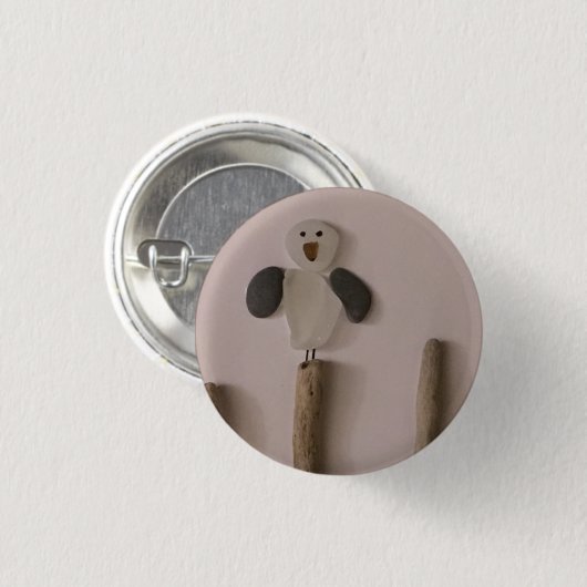 Zee-glazen schedel ronde button 3,2 cm (Voorkant /achterkant)