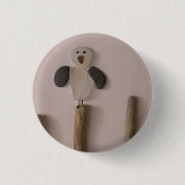 Zee-glazen schedel ronde button 3,2 cm (Voorkant)