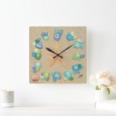 Zee Glazen zandspierschelpen Vierkante Klok (Huis)