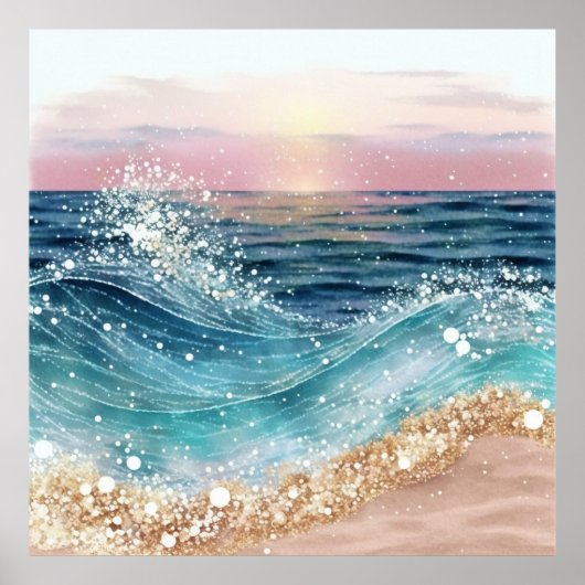 *~* Zee Glitter AP60 Kustoceaan Zand Beach Wave Poster (Voorkant)