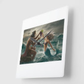 Zee God en Zeemeermin Muur Klok (Hoek)