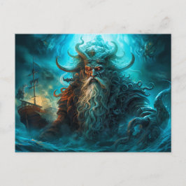 Zee God Ontstijgend uit Oceaan Fantasie Schilderij Briefkaart