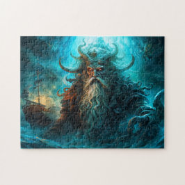 Zee God Rijzend uit Oceaan Fantasie Schilderij Legpuzzel