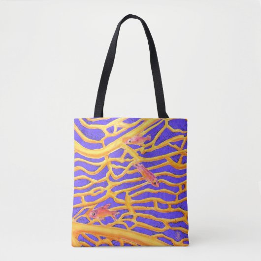 Zee Goldies op Blue All-Over-Print Canvas tas (Voorkant)