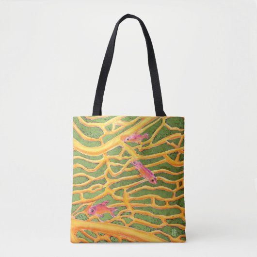 Zee Goldies op Green All-Over-Print Tote Bag (Voorkant)