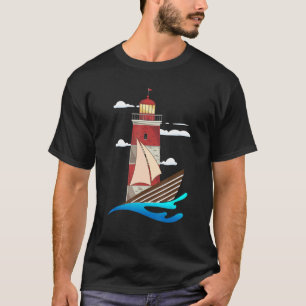 Zee golven Nautilus zeilen Oceaan Zeilboot Vuurtor T-shirt