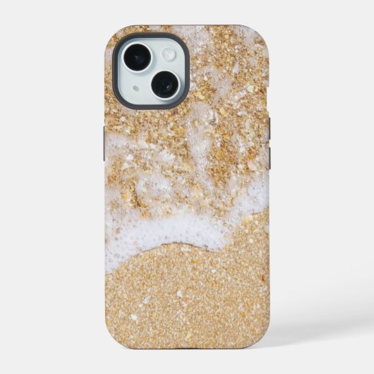 Zee golven op zandstrand, iPhone 15 case (Achterkant)