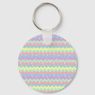 Zee Golven Pastel Kleuren Regenboog Zilveren Sterr Sleutelhanger