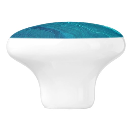 Zee Green Agate Marble Abstraction Keramische Knop (Zijkant)