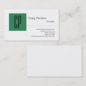 Zee Green Black White Monogram Visitekaartje (Voorkant / Achterkant)