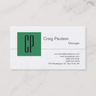 Zee Green Black White Monogram Visitekaartje