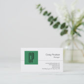 Zee Green Black White Monogram Visitekaartje (Staand voorkant)