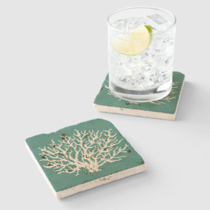 Zee Green Coral Beverage Coaster Gift Stenen Onderzetter